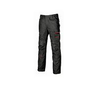 U-Power FREE, pantaloni da uomo, pantaloni cargo multitasche, tasche per ginocchiere, tasca sulla coscia rimovibile, tessuto confortevole, inserto elastico, usura esterna resistente (Black Carbon-56)