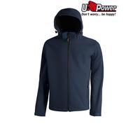 U-POWER GIUBBOTTO IMPERMEABILE GIACCA DA UOMO CON CAPPUCCIO SOFT SHELL KYRA BLU