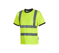 U-Power GLITTER, T-Shirt Classica Slim Fit, con Strisce Riflettenti, e Bordo Manica, Collo Elasticizzato a Costine, Tessuto Traspirante (YELLOW FLUO_L)