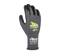 U-Power Flex Guanti Da Lavoro Antifortunistica Supporto Nylon Spandex Elasticizzato Spalmatura Nano Schiuma Nitrile Touchscreen Protezione Rischi Meccanici Termici Nero 9/L 12 Pz