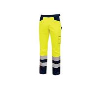 U-Power LIGHT, Pantalone, con Multitasche, Elastico in Vita, Ginocchia Preformate, Strisce Riflettenti, Comodo Abbigliamento da Lavoro, con Passante per Martello, Tasca Portautensili (YELLOW FLUO_M)