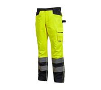 U-Power LIGHT, Pantalone, con Multitasche, Elastico in Vita, Ginocchia Preformate, Strisce Riflettenti, Comodo Abbigliamento da Lavoro, con Passante per Martello, Tasca Portautensili (YELLOW FLUO_L)