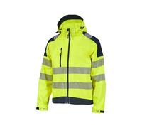 U-Power MIKY, Giacca Softshell, con Multitasche, Tessuto Stretch, Antivento, Idrorepellente, Capospalla, Con Polsini Elasticizzati, Bande Riflettenti (YELLOW FLUO_XL)