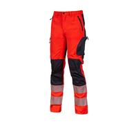 U-Power | Pantaloni da Lavoro Roy, Elasticizzati, Alta visibilità, Tasche Multiple, Elastico in Vita, Ginocchia Preformate, 52% Poliestere 44% Cotone 4% Spandex