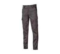 U-Power Pantalone da lavoro Guapo Slim Fit con ginocchiera elasticizzato 98% cotone Grigio M