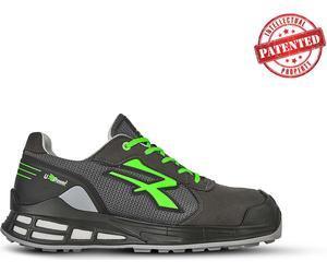 U-Power Scarpa Antinfortunistiche da lavoro in Pelle Modello Egon Protezione S1P con puntale in Acciaio Taglia 43 colore Grigio e Verde - S1P SRC ESD 43