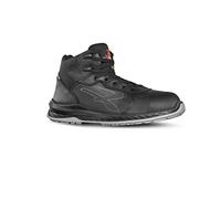 U-Power SCURO ESD S3 CI SRC, Scarpe antinfortunistiche alte, leggere e comode U-Power della linea Red Industry, con tomaia in Morbida pelle fiore bottalato, idrorepellente, puntale AirToe Composite