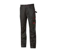 U-Power Pantaloni da lavoro SMILE - Cargo elasticizzato con tasche per ginocchiere Black Carbon 46