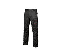 U-Power SMILE, pantaloni da lavoro da uomo, pantaloni cargo con elastico in vita, con tasche per ginocchiere, multitasche, tessuto confortevole, usura esterna resistente e durevole (Black Carbon-60)