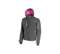 U-Power SPACE, Giacca Softshell, con Cappuccio Staccabile, Tasche Ampie, Full Zip, Antivento, Impermeabile, Tessuto Resistente, Confortevole (GREY FUCSIA - XL)