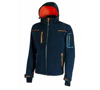 U-Power SPACE, Giacca Softshell, con Cappuccio Staccabile, Tasche Ampie, Full Zip, Antivento, Impermeabile, Tessuto Resistente, Confortevole (DEEP BLUEE - S)