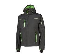 U-Power SPACE, Giacca Softshell, con Cappuccio Staccabile, Tasche Ampie, Full Zip, Antivento, Impermeabile, Tessuto Resistente, Confortevole (ASPHALT GREY GREEN - 3XL)