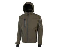 U-Power SPACE, Giacca Softshell, con Cappuccio Staccabile, Tasche Ampie, Zip Intera, Antivento, Impermeabile, Tessuto Resistente, Confortevole (Dark Green - M)