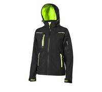 U-Power SPACE LADY, Giacca Softshell, con Fodera Interna in Micropile, Cappuccio Staccabile, Tasche Ampie, Zip Intera, Capispalla Antivento, Impermeabile (BLACK CARBON_2XL)