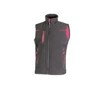 U-Power Universe Lady Gilet da lavoro in softshell antivento, grigio e fucsia