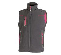 U-Power Universe Lady Gilet da lavoro in softshell antivento, grigio e fucsia