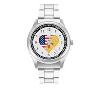 U.S.A. State of New Mexico Flags Heart Fashion Quartz orologio da polso in acciaio inox con numeri arabi per uomo donna, Stile:, regular, MHXYZHW