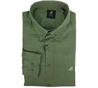 U.S. Grand Polo Equipment & Apparel Camicia Uomo in 100% Puro Lino Manica Lunga Tinta Unita Bianca Blu M L XL XXL 3X (XXL - Militare)