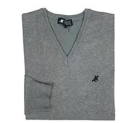 U.S. Grand Polo Equipment & Apparel Maglione Maglioncino Uomo Scollo V Pullover Punta Tinta Unita Elegante M L XL XXL XXXL (M - Grigio Chiaro)
