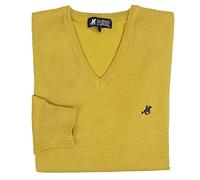 U.S. Grand Polo Equipment & Apparel Maglione Maglioncino Uomo Scollo V Pullover Punta Tinta Unita Elegante M L XL XXL XXXL (M - Senape)