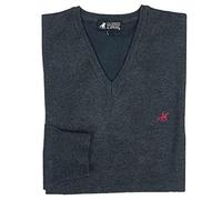 U.S. Grand Polo Equipment & Apparel Maglione Maglioncino Uomo Scollo V Pullover Punta Tinta Unita Elegante M L XL XXL XXXL (M - Grigio Scuro)
