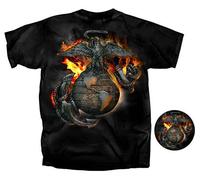 U.S.Marines Aquila Fiamme Americana Militare Patriottici T-Shirt Tamfe-B