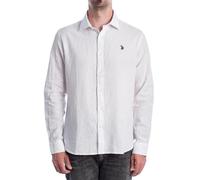 U.S. Polo Assn. Camicia da Uomo a Maniche Lunghe in Cotone e Lino US41104030