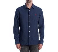 U.S. Polo Assn. Camicia da Uomo a Maniche Lunghe in Cotone e Lino US41104030