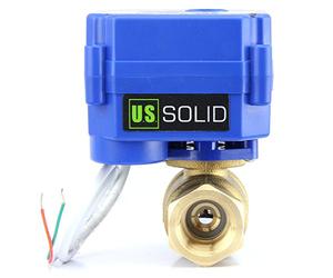 U.S. Solid 1" Valvola a sfera motorizzata Ottone Elettrovalvola, 9-24V AC/DC, 2 fili, ritorno automatico NC