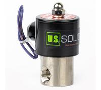 U.S. Solid Elettrovalvola a solenoide in acciaio inossidabile da 3/8", 12V DC, normalmente chiusa, per aria, acqua e carburante, con filettatura G, guarnizione VITON