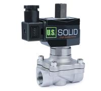 U.S. Solid Elettrovalvola in acciaio inox 1/2" G - 12V DC, normalmente aperta, guarnizione VITON, per acqua, aria, olio