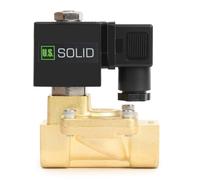 U.S. Solid Elettrovalvola in ottone 1/2" 220V AC, 0,3-16 bar, normalmente chiusa, guarnizione Viton, filettatura G - Pilot-azionato