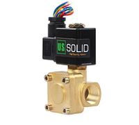 U.S. Solid Elettrovalvola in ottone 1/2" G - 12 V DC, normalmente chiusa (NC), 0,1-16 bar, per acqua, aria, olio, guarnizione VITON, funzionamento pilotato