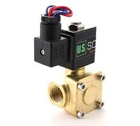 U.S. Solid Elettrovalvola in ottone 1/2" G - 220V AC, normalmente chiusa, 0,1-16 bar, guarnizione VITON, funzionamento pilotato, per acqua, aria, olio