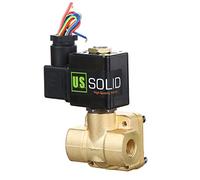 U.S. Solid Elettrovalvola in ottone 1/4" G - 220V AC, normalmente chiusa, 0,1-16 bar, guarnizione VITON, funzionamento pilotato, per acqua, aria, olio