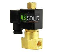 U.S. Solid Elettrovalvola in ottone 1/8" G - 12V DC, normalmente aperta, azionamento diretto, per acqua, aria, olio