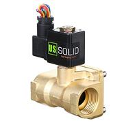 U.S. Solid Elettrovalvola in ottone 1" G - 220V AC, normalmente chiusa, 0,1-16 bar, guarnizione VITON, funzionamento pilotato, per acqua, aria, olio