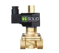 U.S. Solid Elettrovalvola in ottone 3/4" G - 12V DC, normalmente aperta, guarnizione VITON, per acqua, aria, olio
