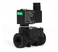 U.S. Solid Elettrovalvola in plastica (nylon) 1/2" G - 12 V DC, 0,1-8 bar, chiusura senza corrente, guarnizione VITON per acqua, aria