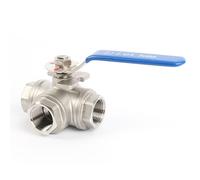 U.S. Solid Valvola a sfera 3 vie in acciaio inox 304 - 3/4" DN20, filettatura G, flusso a T, montaggio a cuscinetto