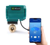 U.S. Solid Valvola a sfera intelligente motorizzata da 1/2" - Valvola a sfera elettrica in ottone con controllo remoto mobile di applicazione, interruttore manuale, connessione USB da 5 V DC