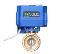 U.S. Solid Valvola a sfera motorizzata 1" elettrovalvola in ottone - Funzione manuale, 2 vie, 9-24V AC/DC, 2 fili, ritorno automatico, normalmente chiusa