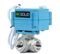 U.S. Solid Valvola a sfera motorizzata a 3 vie in acciaio inossidabile da 3/8" tipo AC/DC9-24V, valvola di intercettazione dell'acqua con funzione manuale, porta standard