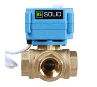 U.S. Solid Valvola a sfera motorizzata a 3 vie in ottone - Tipo L, funzione manuale, portata standard (3/4", AC 110-230 V)