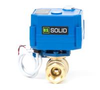 U.S. Solid Valvola a sfera motorizzata con funzione manuale 1/2" in ottone - Passaggio pieno, 85-265 V AC, ritorno automatico 2 fili, normalmente chiusa