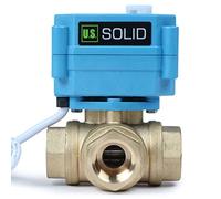 U.S. Solid Valvola a Sfera Motorizzata in Ottone a 3 Vie - Chiusura Acqua di Tipo L Resistente e Versatile - Funzione Manuale, Portata Standard (1/2", 9-24V AC/DC)