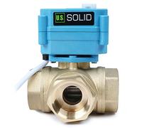 U.S. Solid Valvola a sfera motorizzata in ottone a 3 vie - Valvola di chiusura acqua di tipo L resistente e versatile - Valvola a 3 vie con funzione manuale, portata standard(1", AC110-230V)