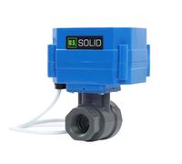 U.S. Solid Valvola a sfera motorizzata in UPVC 1/2" - Plastica, porta standard, ritorno automatico 2 fili, 9-24 V AC/DC, normalmente chiusa