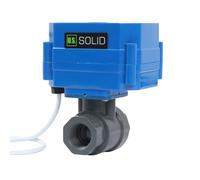 U.S. Solid Valvola a sfera motorizzata in UPVC 1/2" - Plastica, porta standard, ritorno automatico 2 fili, 9-24 V AC/DC, normalmente aperta