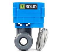 U.S. Solid Valvola a sfera motorizzata UPVC 1/2" - Valvola a sfera elettrica in plastica con passaggio completo, ritorno auto a 2 fili, 9-36 V AC/DC, normalmente aperta